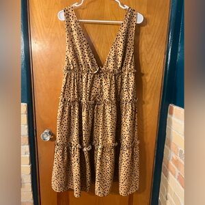 Vine & Love Tan Dress with Black Dots